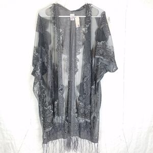 So semi sheer Fringe bottom kimono